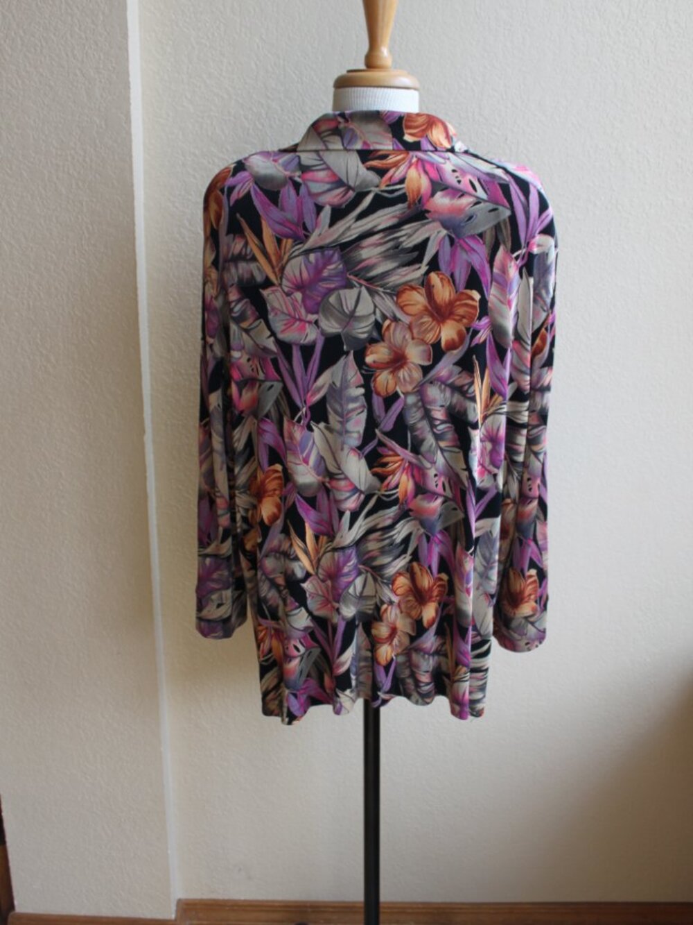 Vintage Y2K VIKKI VI Multi Color Floral Open Front Jacket Topper Size 2X - Picture 3 of 3
